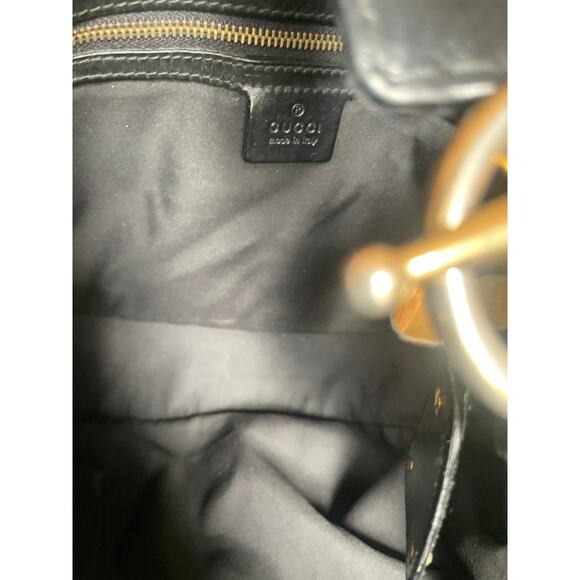 Gucci Black GG Canvas and Leather Medium Jockey Hobo Shoulder Handbag - Picture 12 of 13